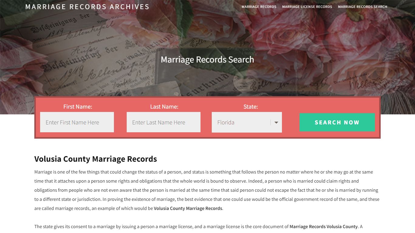Volusia County Marriage Records | Enter Name and Search ...
